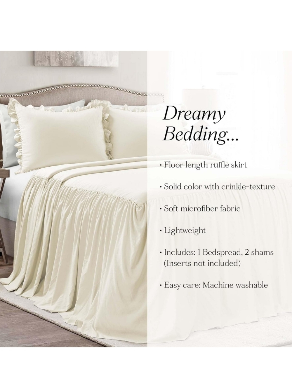 Luxury Ruffled Cream Or White Bedspread Never Used !